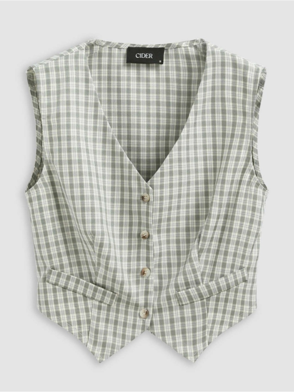 Sage Plaid Vest - Sage Green